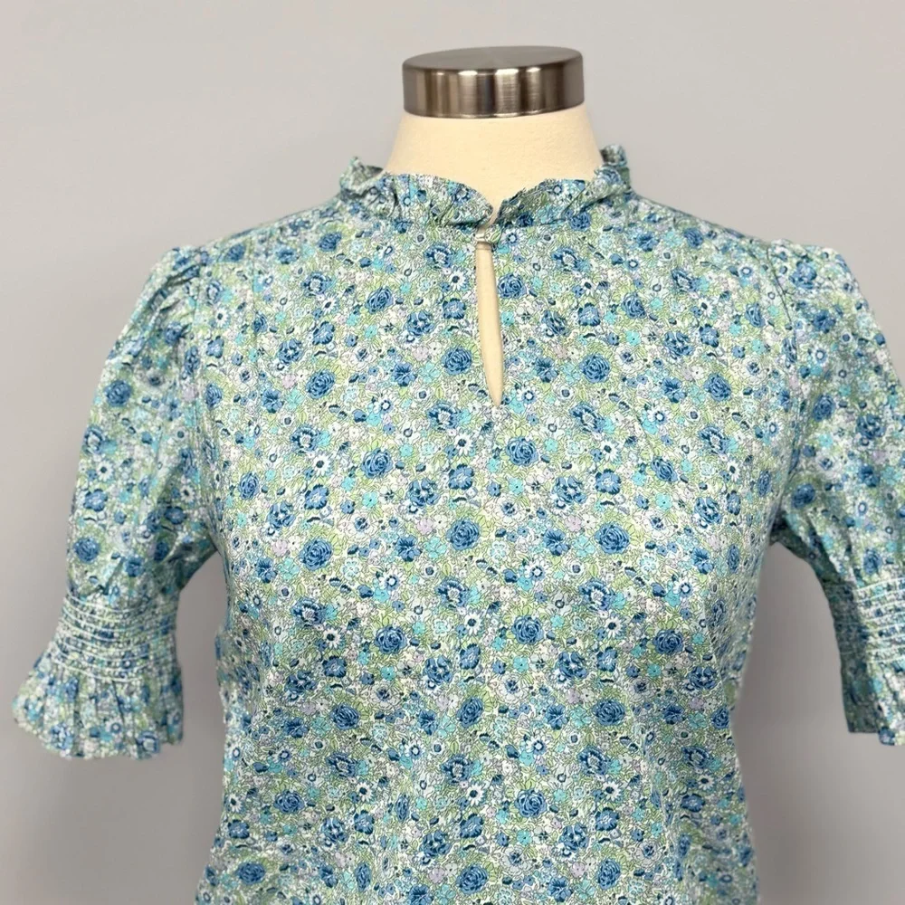 J Crew Liberty Fabric Amelie Floral Puff sleeve Top XS Cottagecore Prairie